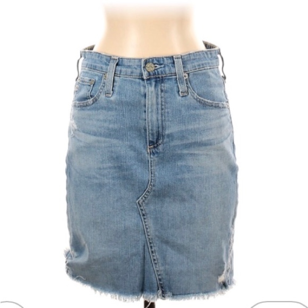 AG Adriano Goldschmied Light Blue Denim Mini Skirt